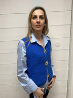 GILET BROCHES BLEU ROI