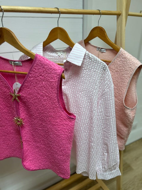 CHEMISE EVA RAYEE BLANC/ROSE