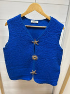 GILET BROCHES BLEU ROI