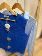 GILET BROCHES BLEU ROI