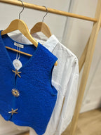 GILET BROCHES BLEU ROI