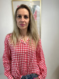 CHEMISE ALMA À CARREAUX BLANC/ROUGE