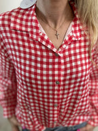 CHEMISE ALMA À CARREAUX BLANC/ROUGE