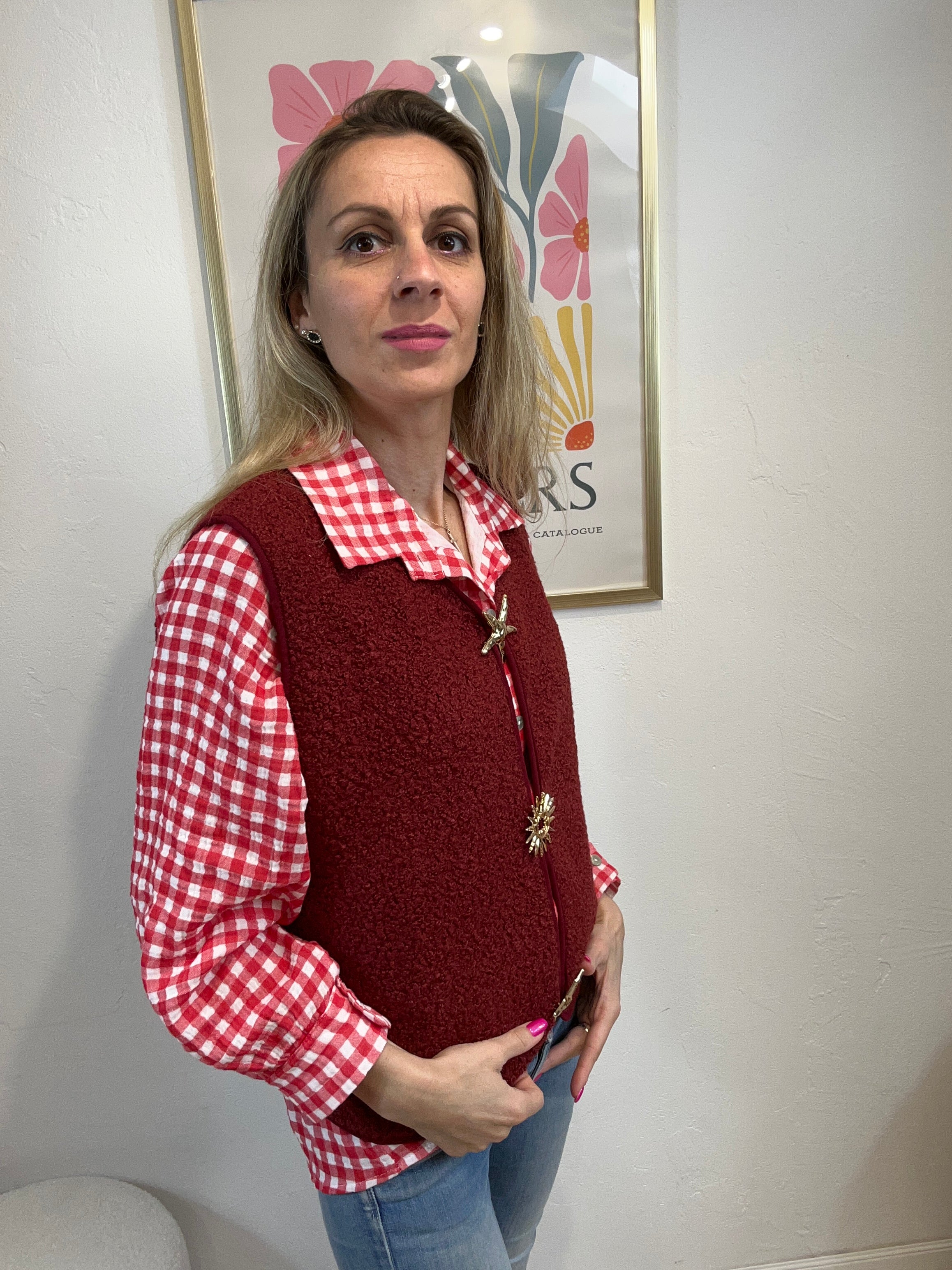 GILET BROCHES BORDEAUX