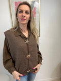 GILET BROCHES GRACIEUSES CHOCOLAT