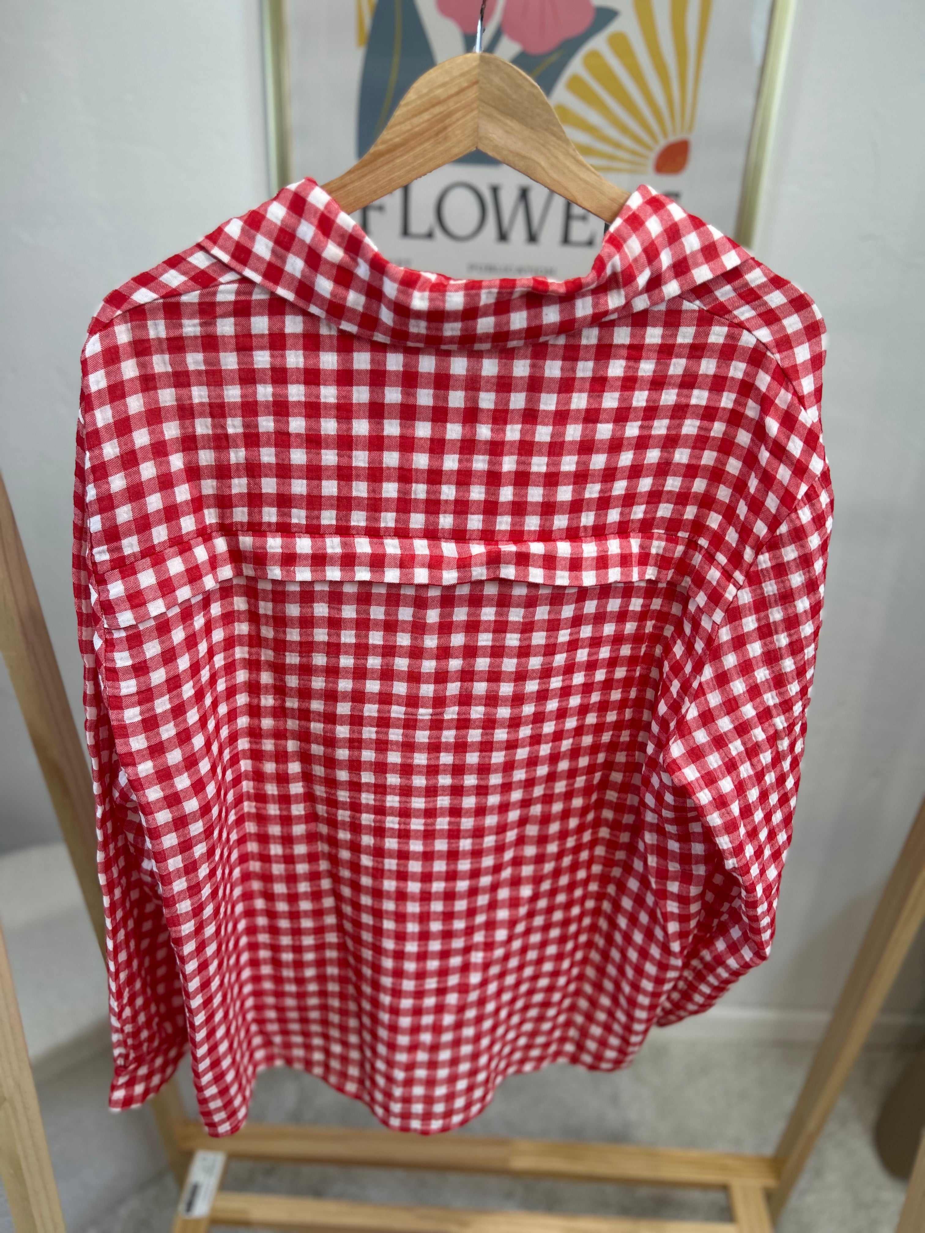 CHEMISE ALMA À CARREAUX BLANC/ROUGE