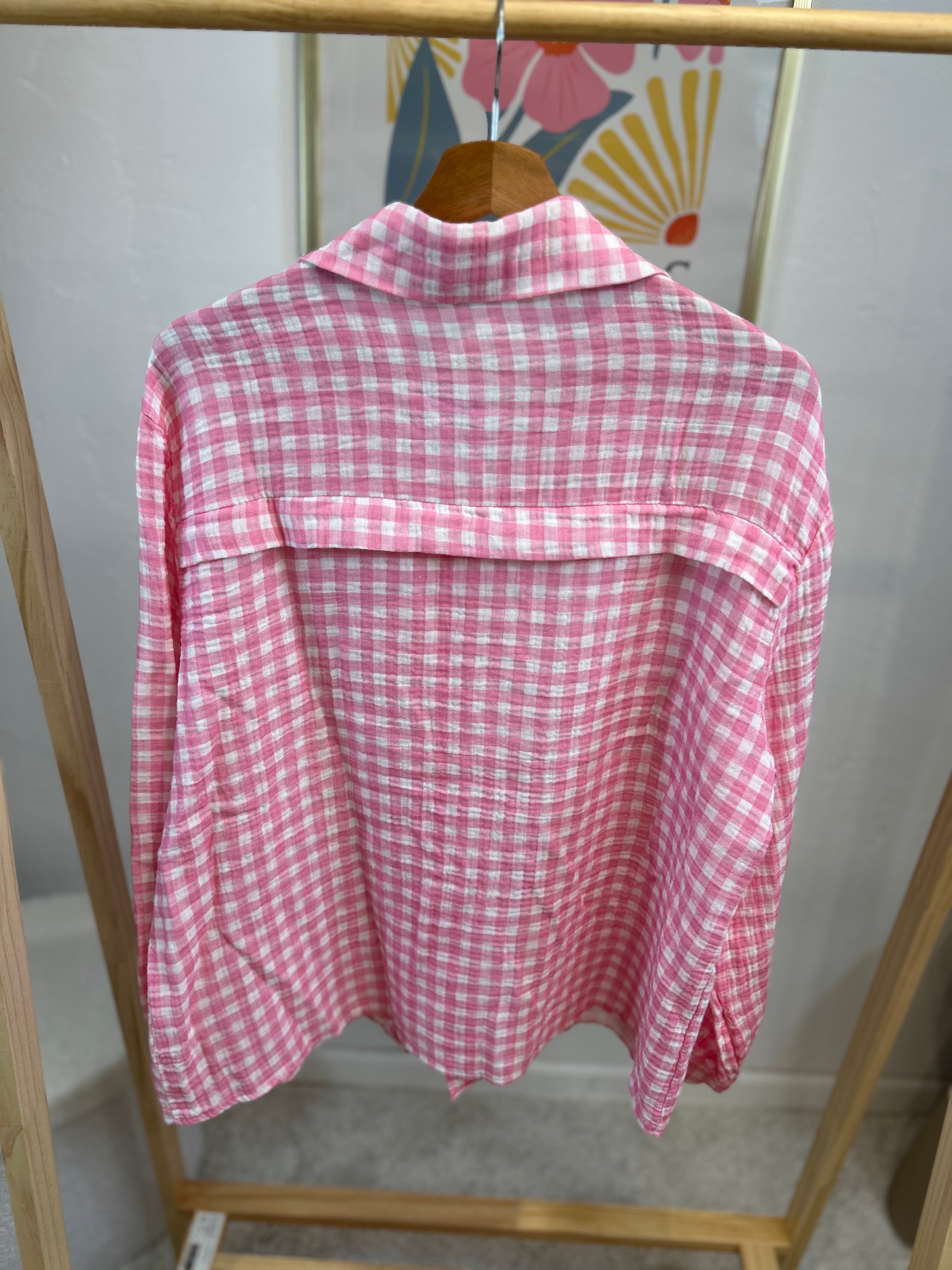 CHEMISE ALMA À CARREAUX BLANC/ROSE