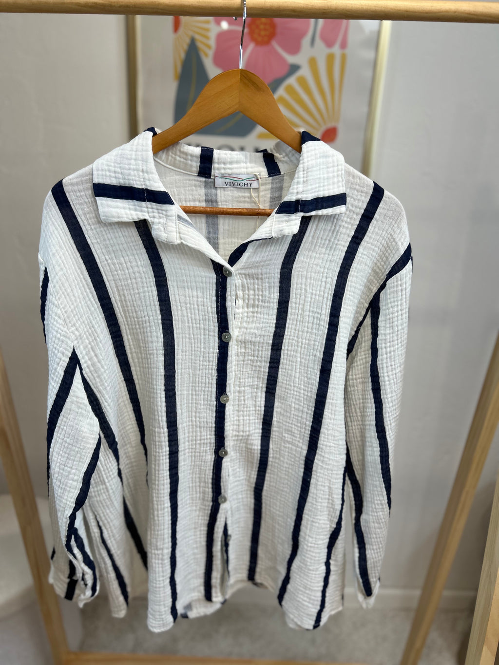 CHEMISE MILA RAYEE BLANC/BLEUE