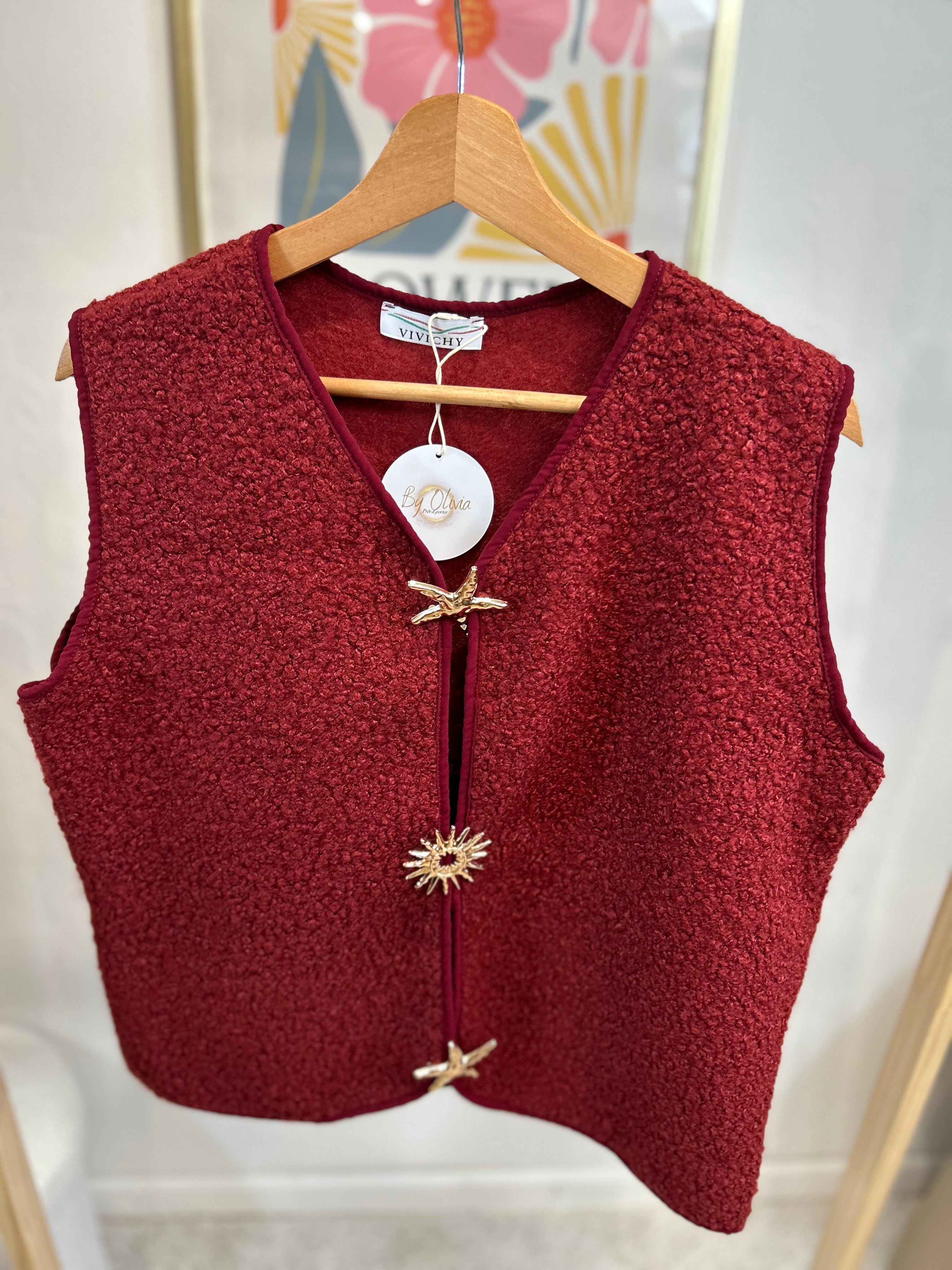 GILET BROCHES BORDEAUX