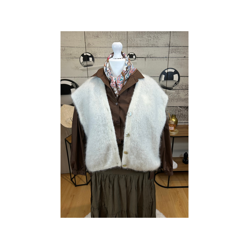 GILET MARION ECRU MOHAIR